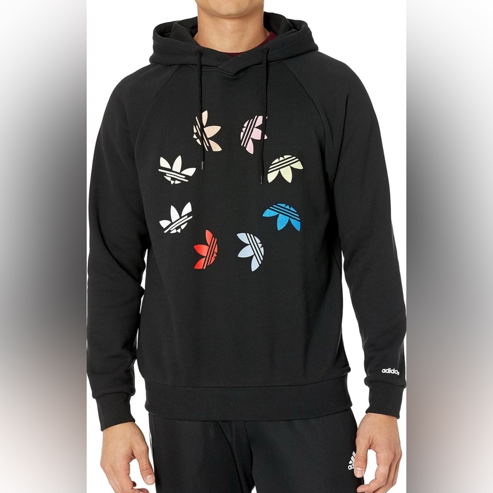 BRAND NEW ADIDAS STREET HOODIE. MENS LARGE. BLACK/MULTICOLOR